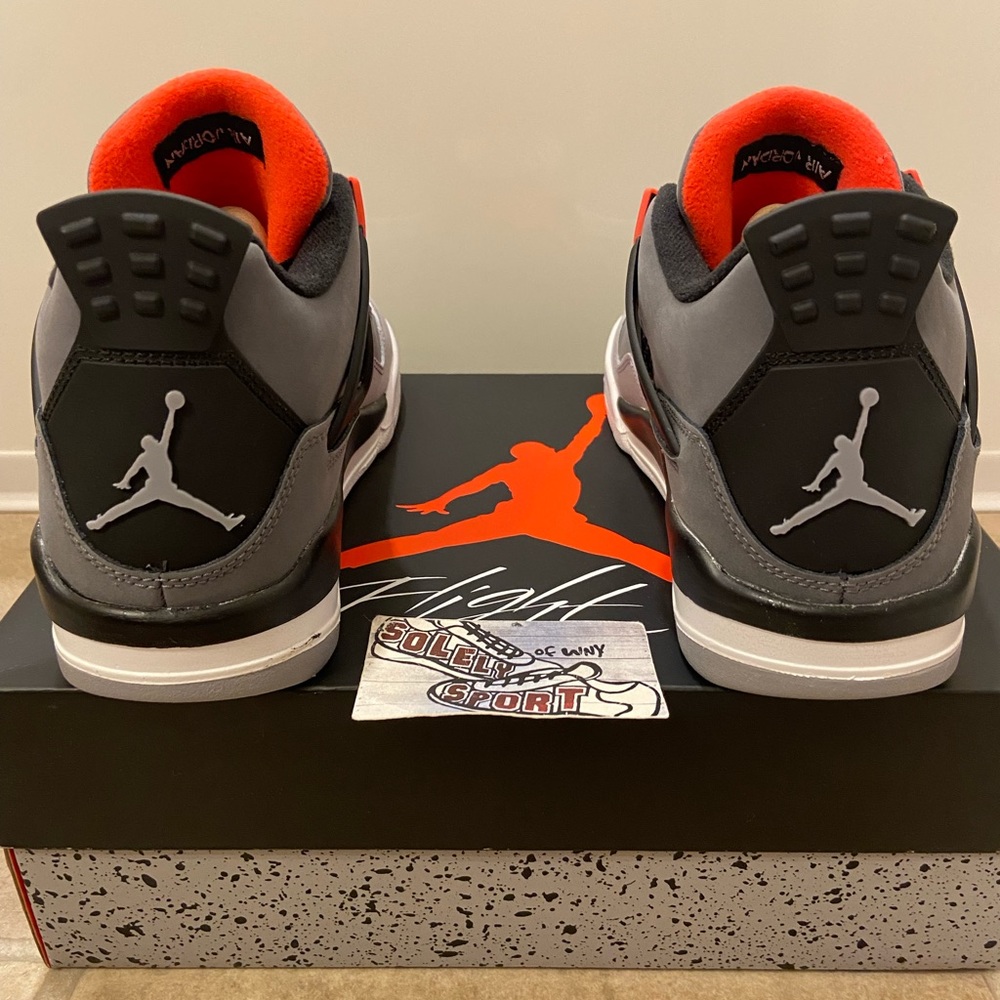 NEW Nike Air Jordan 4 Retro IV Red Infrared Grey 2022 Basketball Shoes - Picture 4 of 9